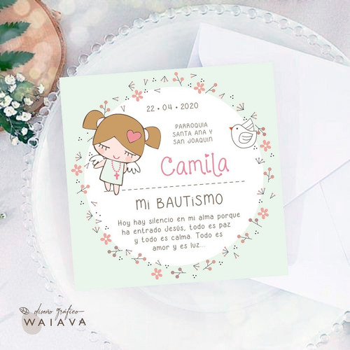 Imagen 5 de 10 de Estampas Tarjetas Bautismo De Nenas X 2u