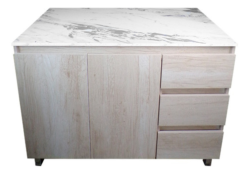 Cocina Integral Completa Decomobil Premium Minimalista Color Encino Polar - Mármol Blanco