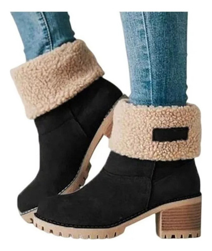 Botas De Nieve De Piel Cálida Para Mujer Botas Al Tobillo