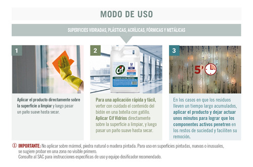 Imagen 2 de 2 de Cif Limpiador Vidrios Ultra Rápido Profesional 5l