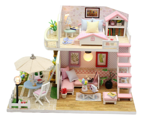 Casa De Muñecas En Miniatura Con Muebles De Madera Escala 12