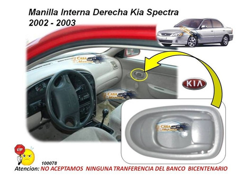 Manilla Interna Kia Spectra 2002 - 2003 Derecha