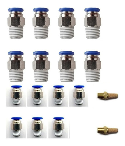 Kit Neumatico 15 Conexiones 8 Mm Y 2 Silenciadores 1/4