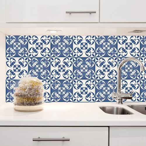 Imagem 4 de 6 de Adesivo De Azulejo Azul Cidade Do Porto 20x20 Cm Com 12un