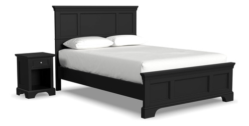 Cama Y Mesita De Noche Bedford Black Queen De Home Styles