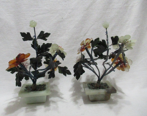 Par Árbol De La Vida Piedra Dura Maceta Plantas Artificiales (Usado)