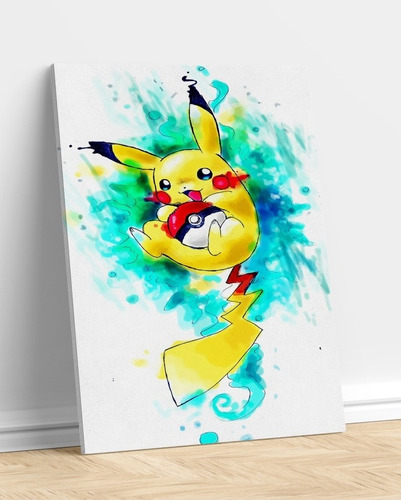 Piccachu Pokemon Arte Cuadro Decoracion Enmarcado Lienzo