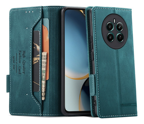 For Realme 12+ 5g Magnetic Clasp Pu Wallet Card Slot Case
