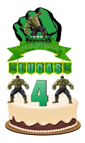 Imagen 1 de 7 de Hulk Adornó Para Tortas Cake Topper Personalizado
