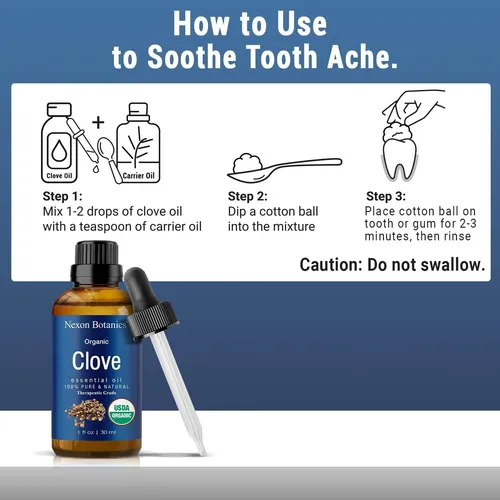 Aceite Clavo Orgánico 30ml Alivia Dolor Dientes Músculos Pie