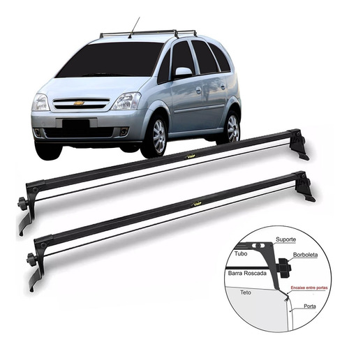 Rack Bagageiro Teto Aço Chevrolet Meriva 2007