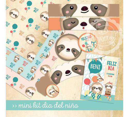 Kit Imprimible Dia Del Niño Perezosos Editable!