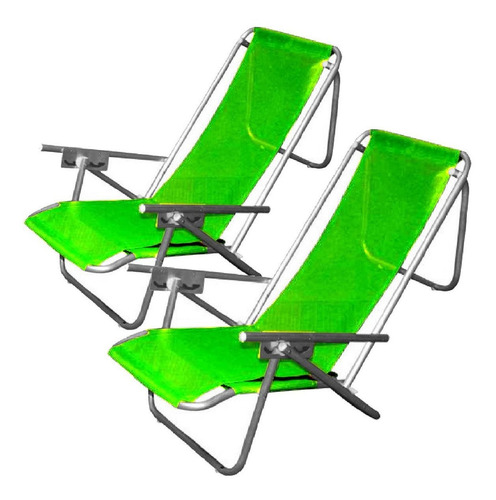 Imagen 1 de 6 de Reposera Silla 5 Posiciones Aluminio Sillon Plegable X 2u