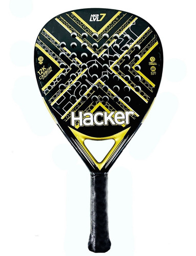 Paleta De Padel Hacker Nivel 7 Diamante Eva Full Caron 12k