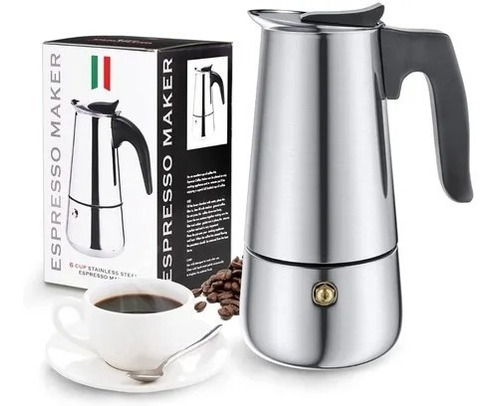 Cafetera Italiana Moderna De 6 Tazas Inox Cafe 300 Ml Expres