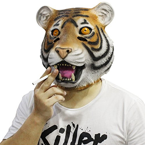 Novedad Latex Caucho Creepy Deluxe Tiger Máscara De Ha...