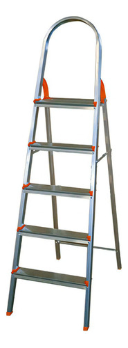 Escada De Aluminio 5 Degraus Ágata Dobrável Uso Geral Eds005 Cor Prateado