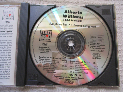 Imagen 3 de 4 de Alberto Williams - Symphony No. 7, Poema Del Iguazú.