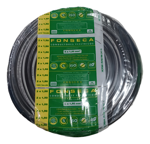 Cable Tpr Tipo Taller Envainado 2 X 1.5 Fonseca X 20 Mts. Negro