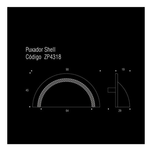 Kit 3 Puxador Shell 64 Mm Zen Cromo Escovado Verniz Zp4318.2