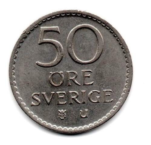 Moneda Suecia 50 Ore Año 1971 Km#837