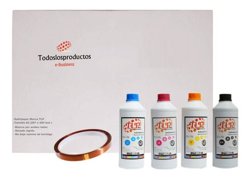 Imagen 1 de 9 de Kit 4 Tintas Premium T L P 100ml Cmyk Sublimación+ Papel A3
