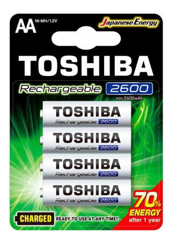 Pilha Recarregavel Aa 1,2v 2600mah Tnh6gae Toshiba - Com 4