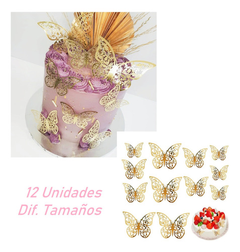 Mariposas Para Decorar Tortas Pasteles Repostería X 12 