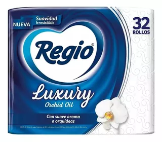 Papel Higiénico Hojas Dobles Regio Luxury Orchid Oil 32 Pack