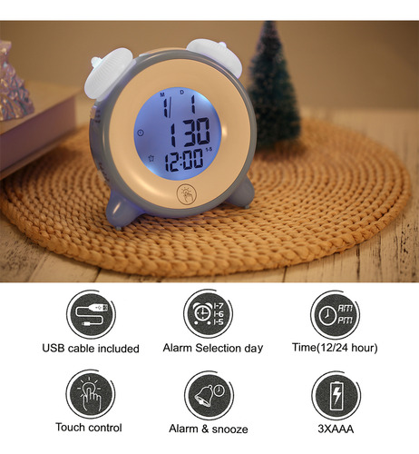 Despertador, Reloj Para Dormir Para Niños Con 7 Colores Camb