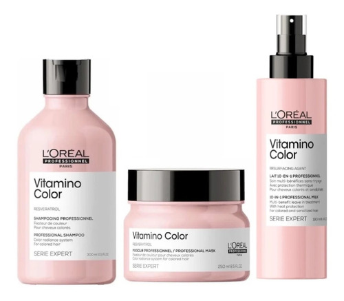 Shampoo 300ml + Mascarilla + Spray Vitamino Color Loreal