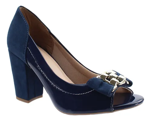 Sapato peep toe azul marinho sales