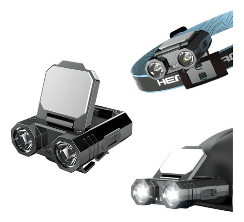 Luz Casco Duro, Linterna Frontal Led Recargable, Clip G...