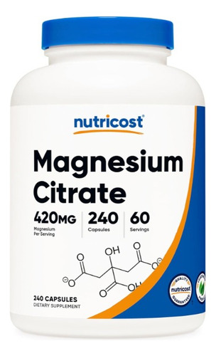 Citrato De Magnesio Nutricost - Unidad a $748