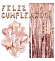 Comprar Combo Cumpleaños Globos Cortina, Frase Y Set De 14 Globos