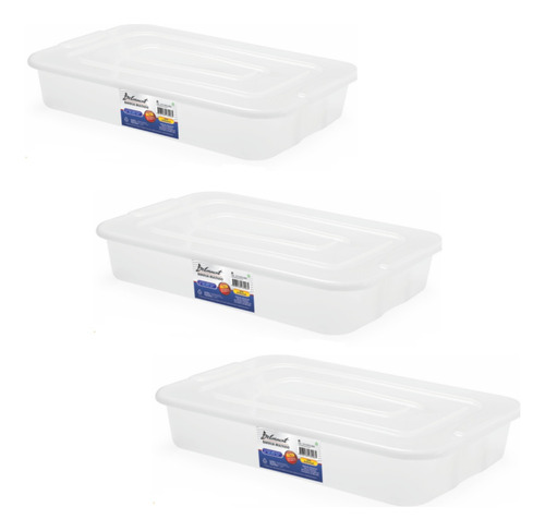 3 Caixa Bandeja Camara Fria Com Tampa 7 Litros (44x30x8cm)