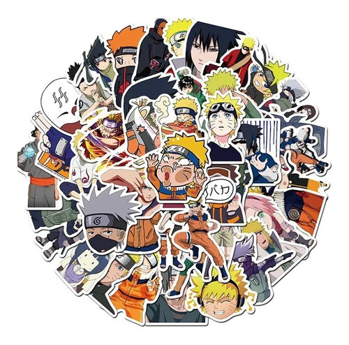 Imagen 1 de 5 de Set 50 Stickers Naruto Shippuden Anime Decorativo
