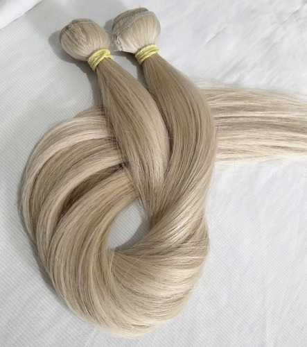 Cabelo Humano Loiro Claro Tecido Tela 120g 70 Cm Mega Hair