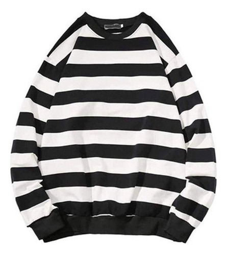 Sudadera De Rayas Para Hombre Con Cuello Redondo