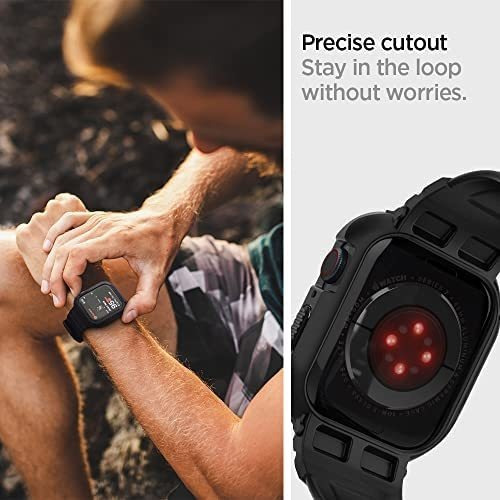 Imagen 7 de 9 de Funda Malla Spigen Para Apple Watch 44/45mm Rugged Negro