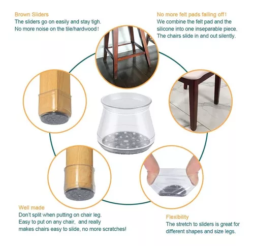32 protectores para patas de silla para suelos de madera dura, almohadillas  de silicona para proteger suelos de arañazos y ruido, movimiento suave