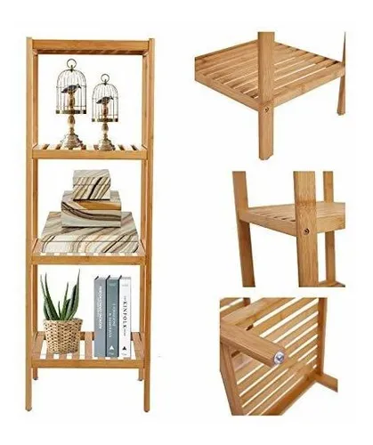 Estante De Bambú De 4 Niveles Para Baño, Torre Rectangular,