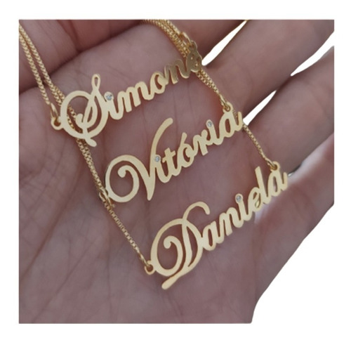 Gargantilha Personalizada Nome Folheada Banhada Ouro