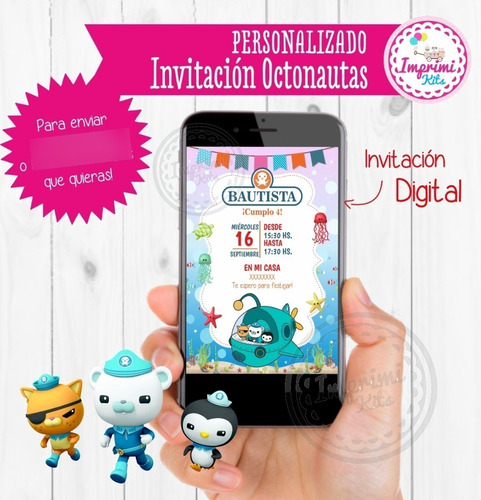 Kit Invitación Octonautas Digital Imprimible Whatsapp