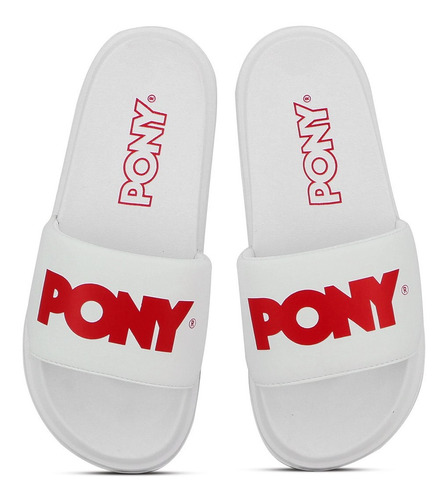 Ojota Pony Brooklyn  C/ Logo White-red