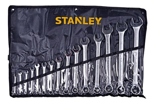 Imagem 1 de 4 de Jogo 15 Chaves Combinada De Aço Resistente Stanley 80934-840