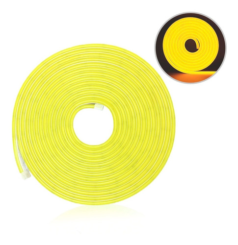 Manguera Luces Neon Led Flexible Color Fijo Amarillo 5m Ip65