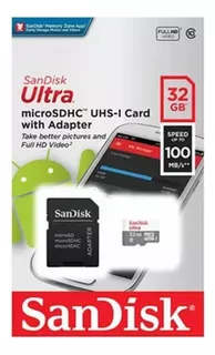 Memoria Micro Sd 32gb Sandisk 100mb/s Clase10 Ultra Original