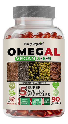 Omegal Vegan 3 6 9  5 Super Aceites Vegetales + Astaxantina 