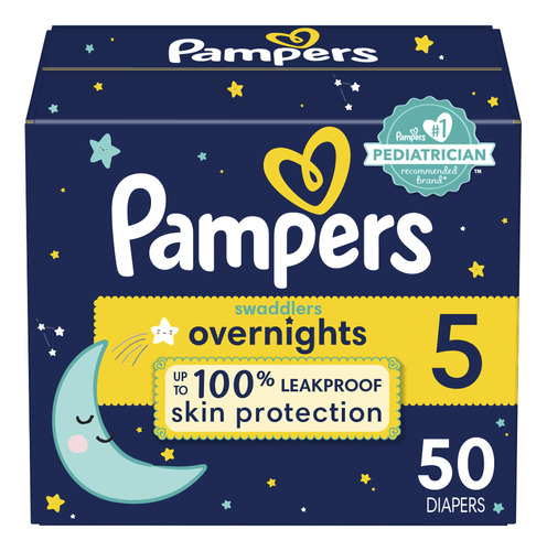 Paales Pampers Swaddlers Overnights De Talla 5, 50 Unidades